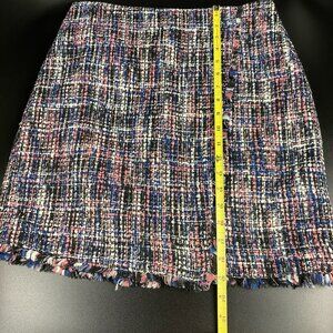 LOFT lined Fall Winter Kirt w/ Fringe Detail Multicolor Womens Sz 6